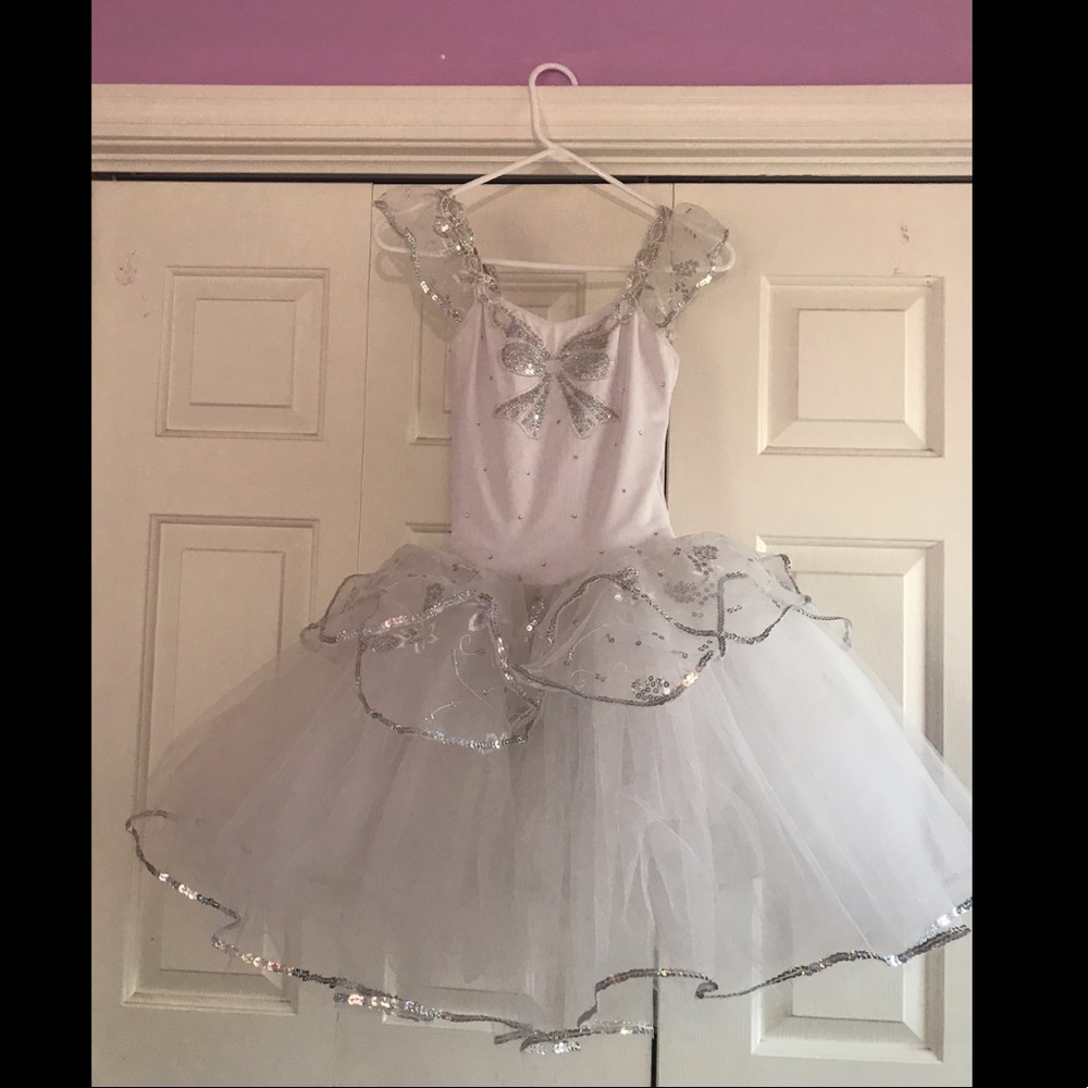 White and Silver Tutu Ballet Costume